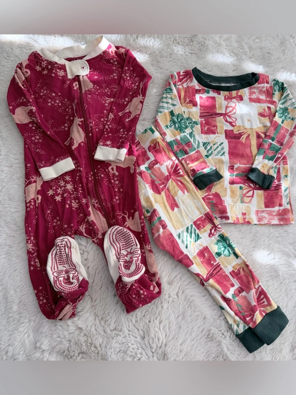 Burt's Bees Baby Christmas Pajama Lot Size 12 Months EUC
